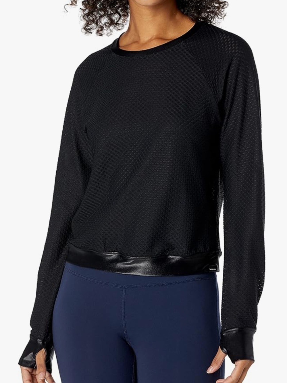 Koral Black Textured Crewneck Pullover Sweatshirt